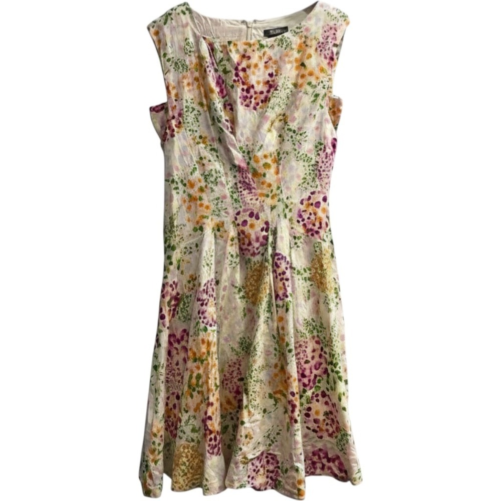 Wanko Dress Womens 36 US 6 Colorful All Over Floral Fit Flare Feminine Church